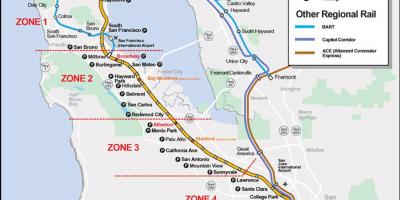 Caltrain útvonal térkép
