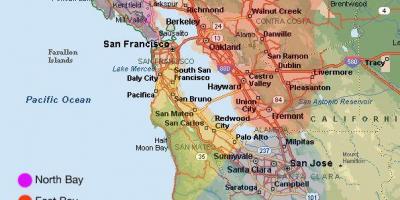 San Francisco területén térkép, környező terület