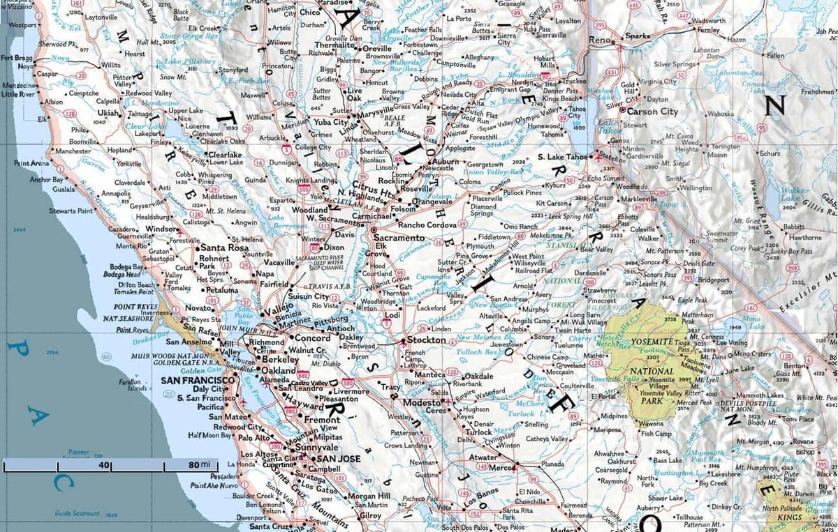 Térkép északi részén, San Francisco