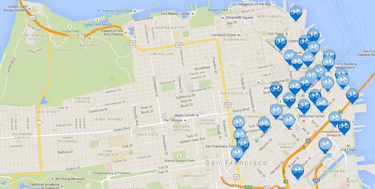 Térkép San Francisco-i közös bicikli