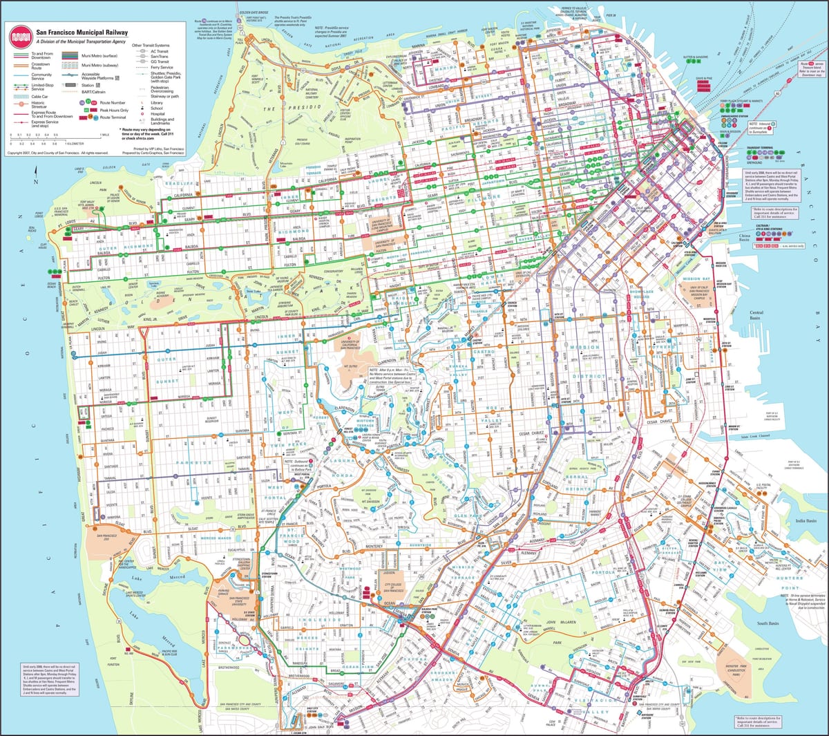 Térkép San Francisco-i városi vasúti