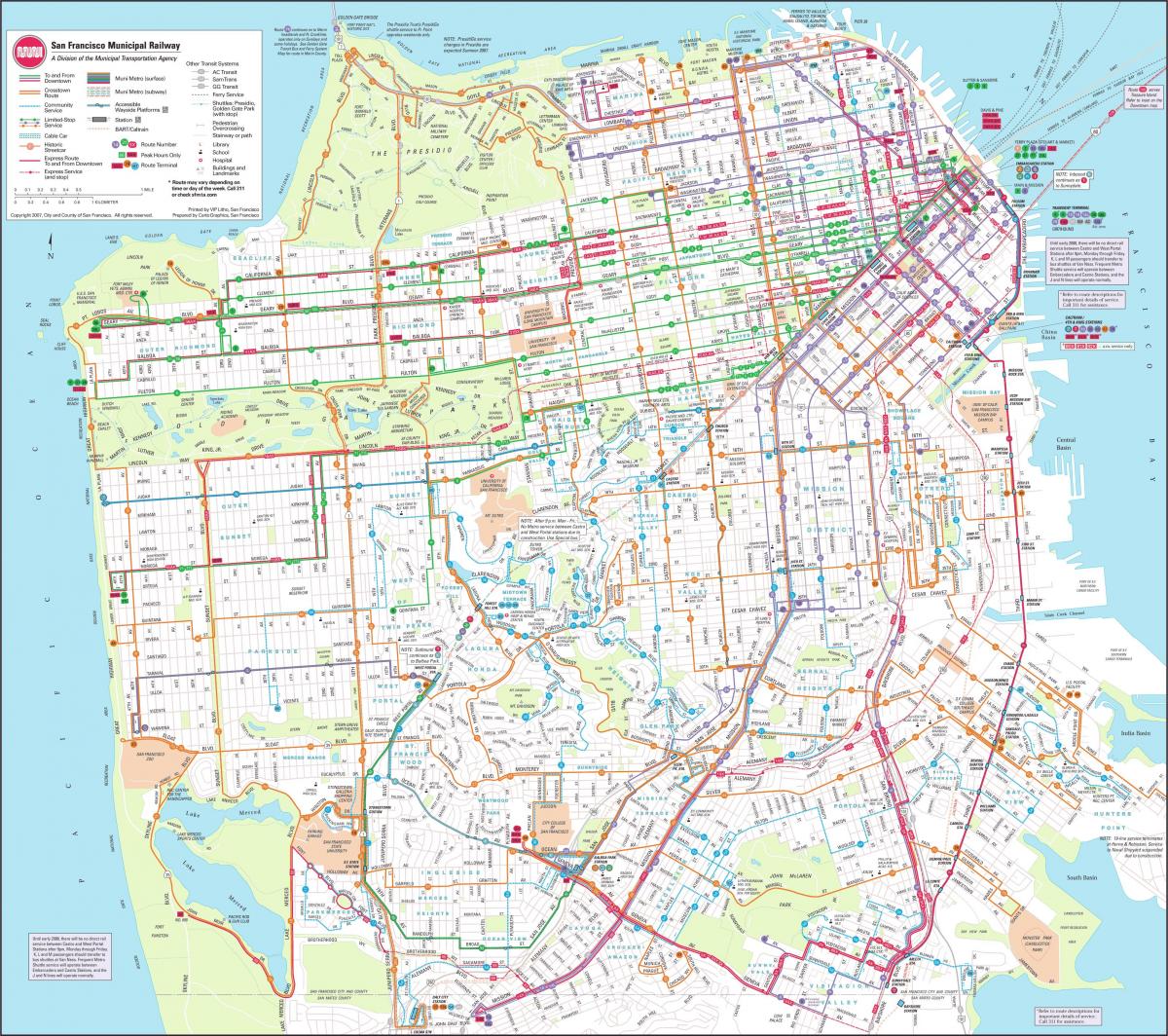 Térkép San Francisco-i városi vasúti