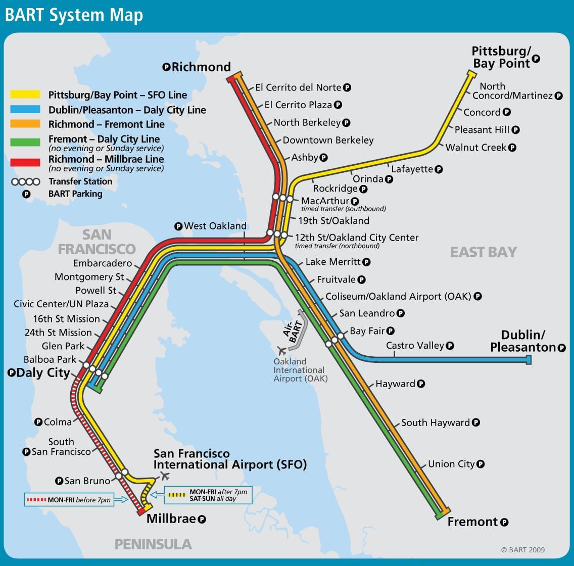 San Francisco bart rendszer térképen