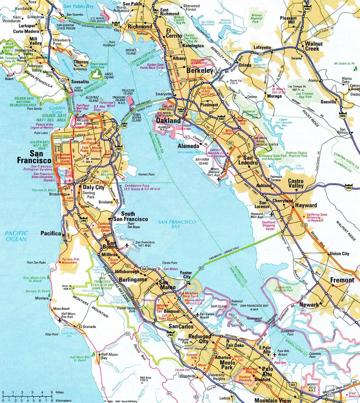 Térkép bay area autópályán