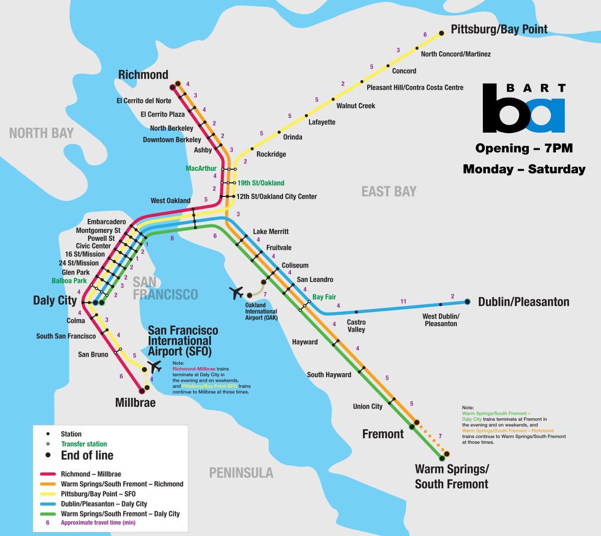 bart rendszer, San Francisco térkép