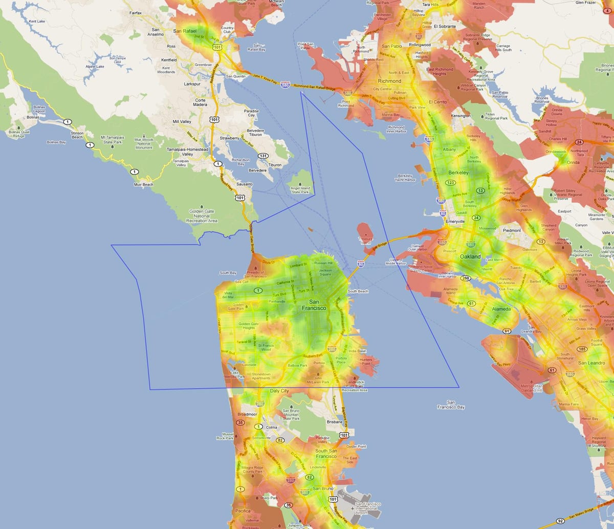Térkép bay area hő