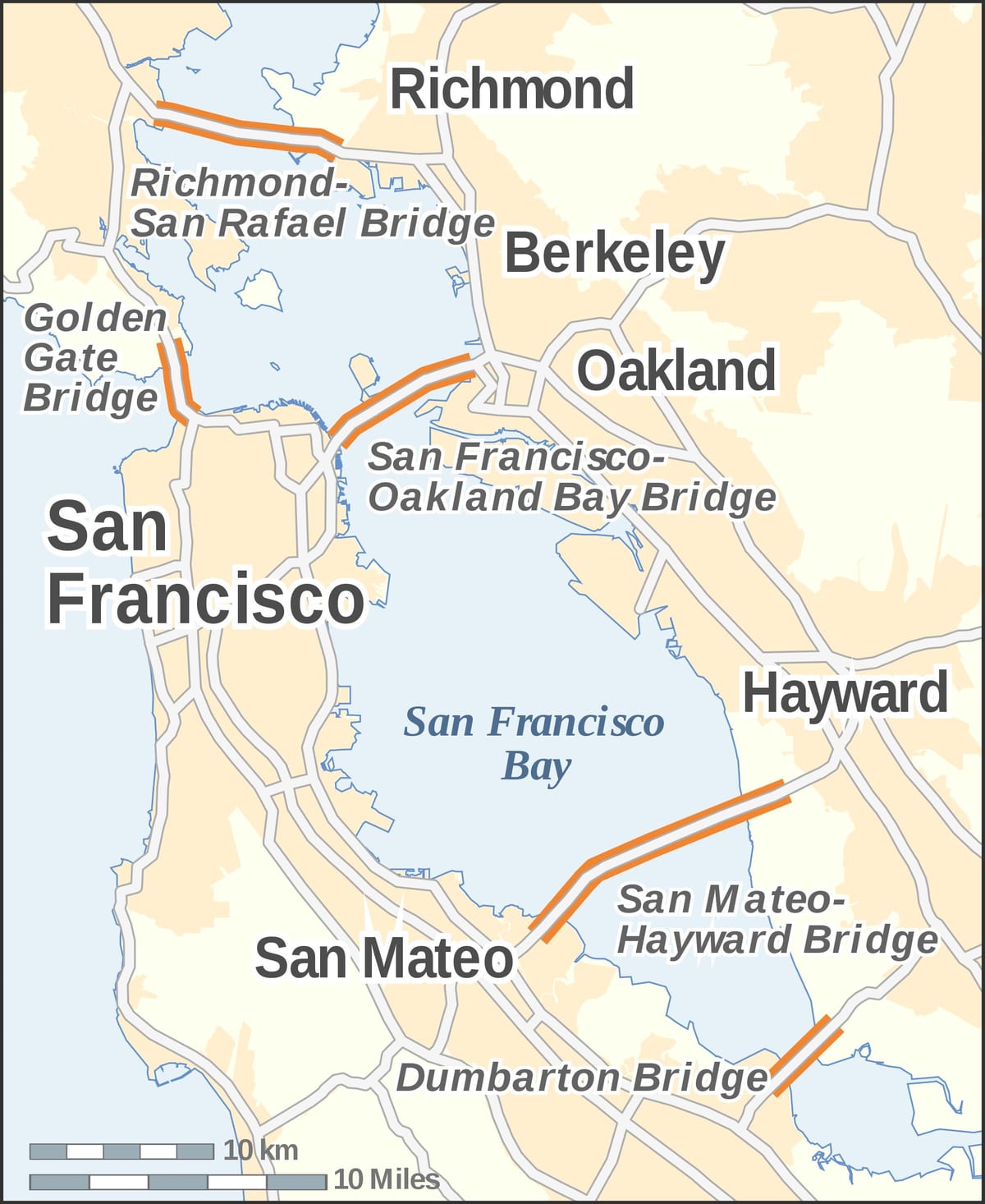 Térkép bay area hidak