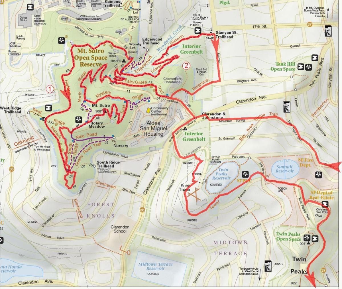 Térkép bay area kerékpárutakon