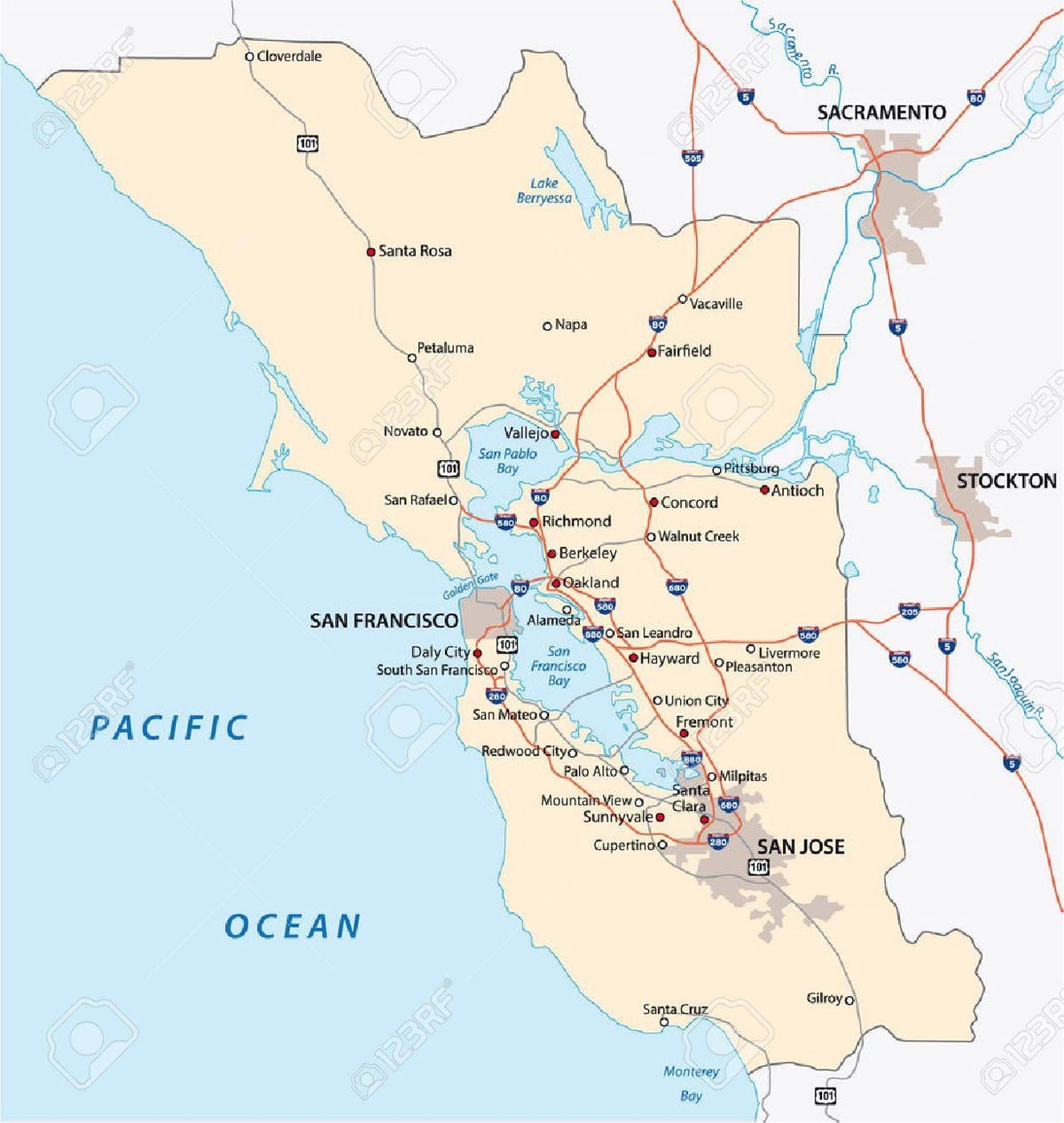 Térkép bay area vektor