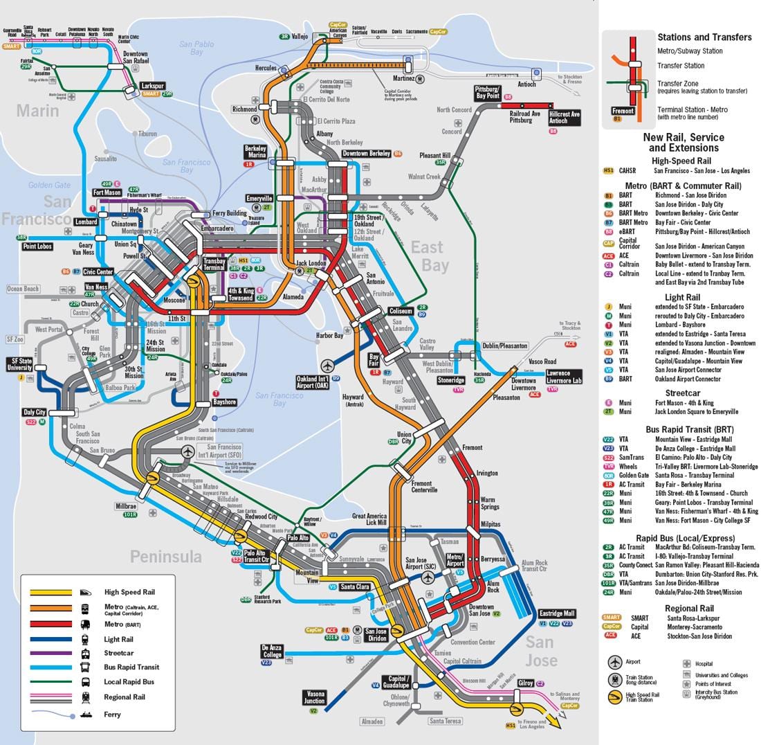 Térkép bay area vonat