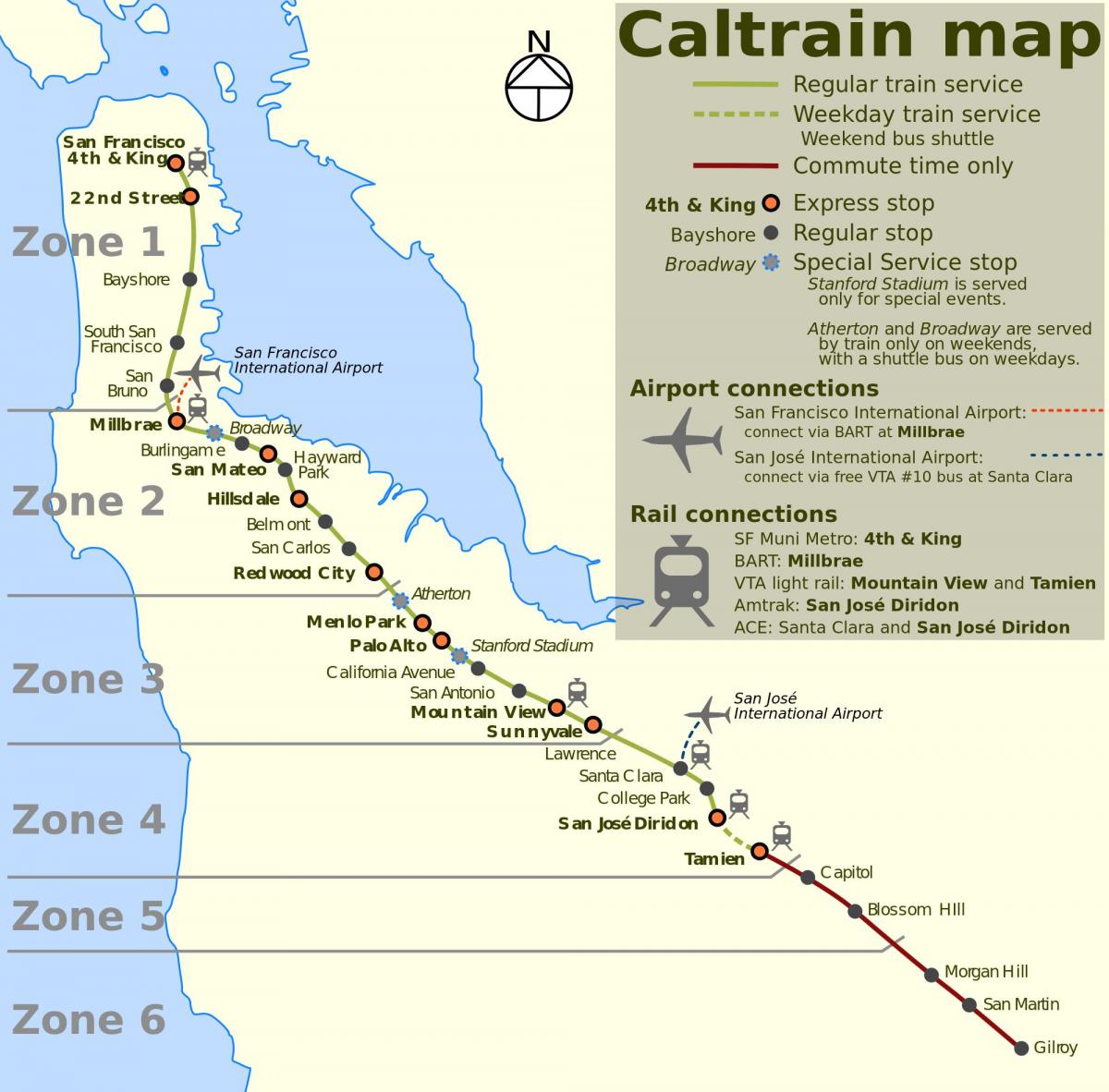 San Francisco caltrain térkép