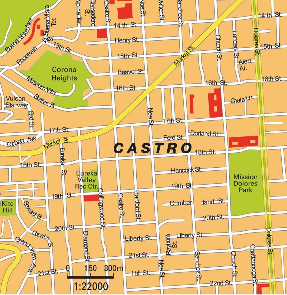 térkép castro kerületében, a San Francisco