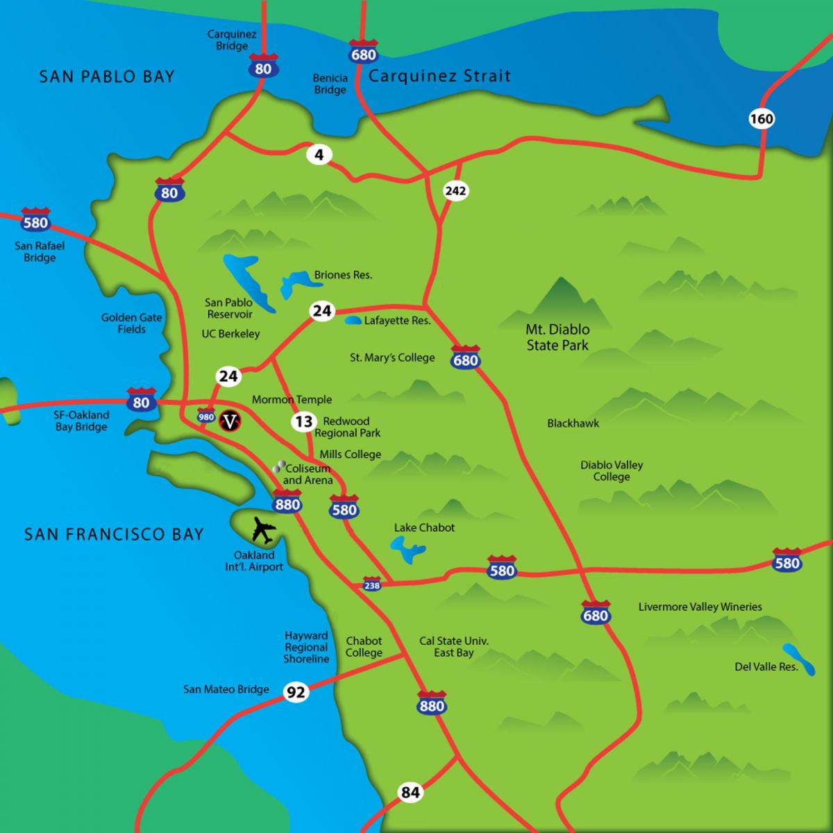 térkép east bay area, ca