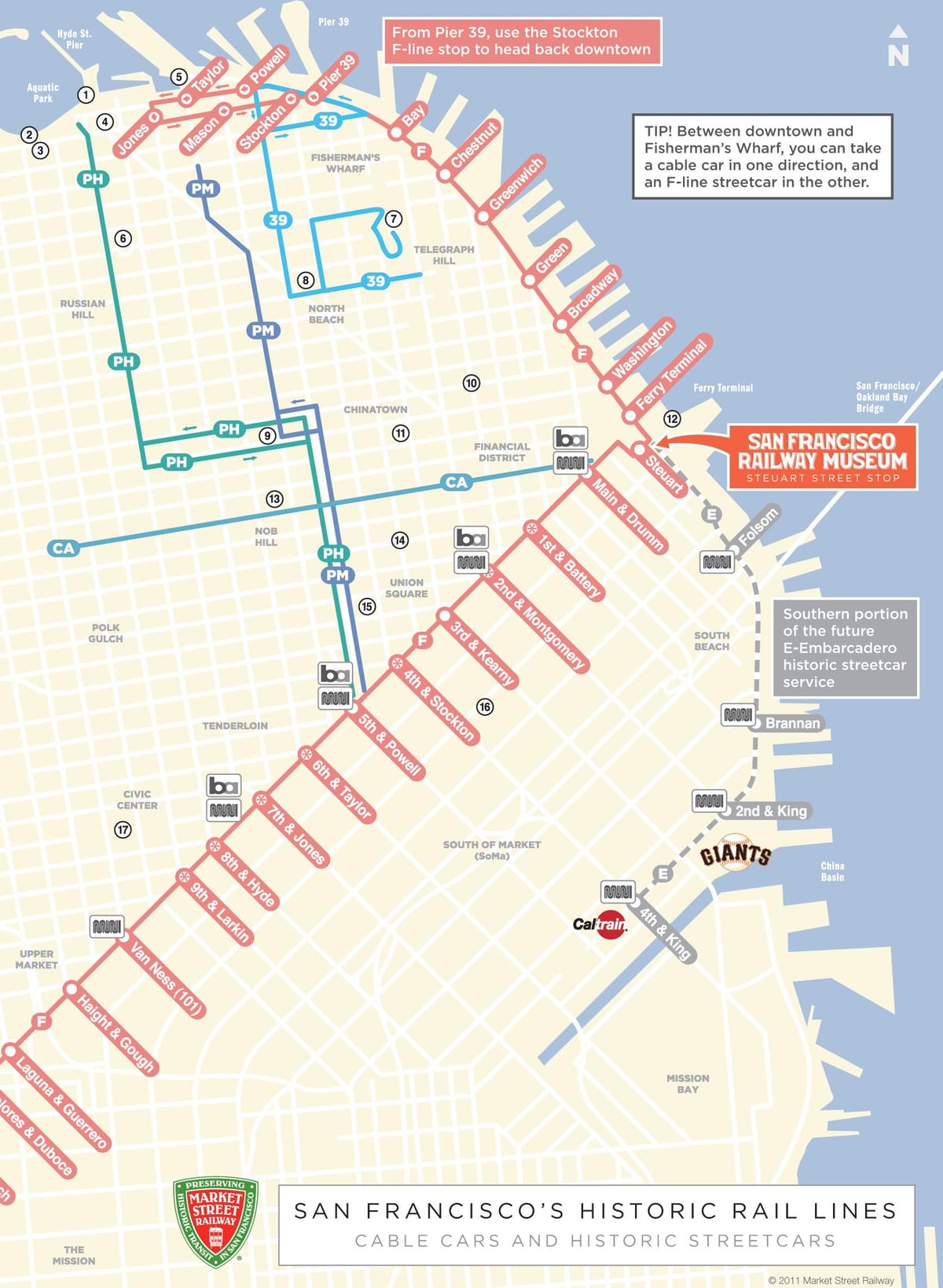 Térkép felvonó útvonal San Francisco, ca