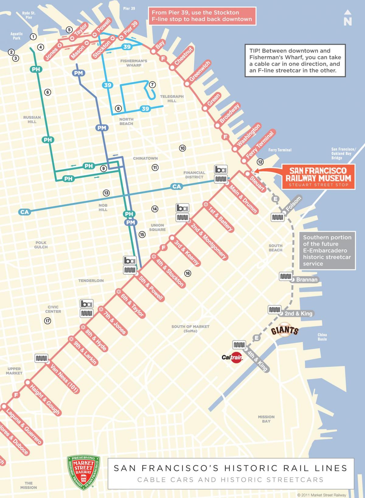 Térkép felvonó útvonal San Francisco, ca