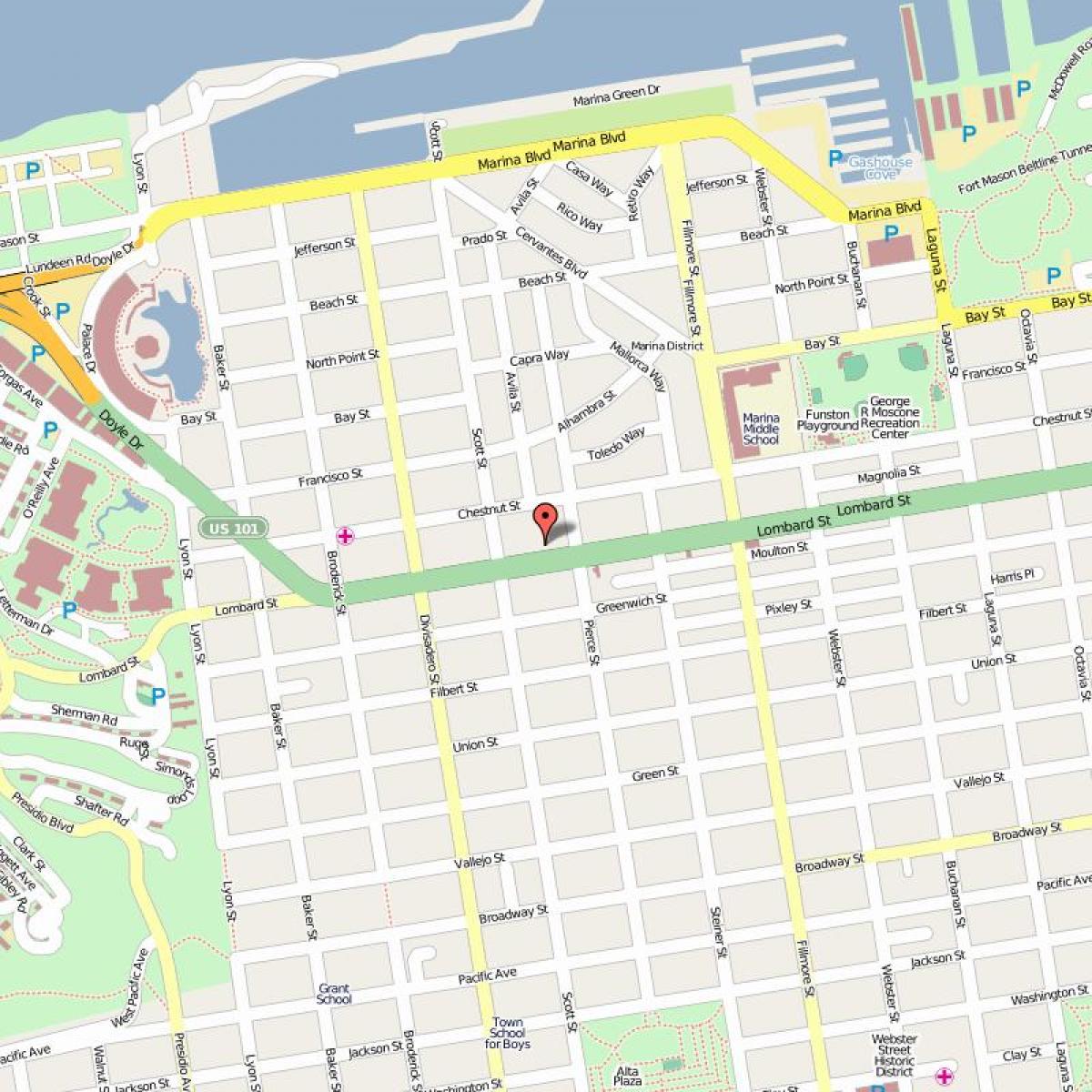 Térkép lombard street-San Francisco