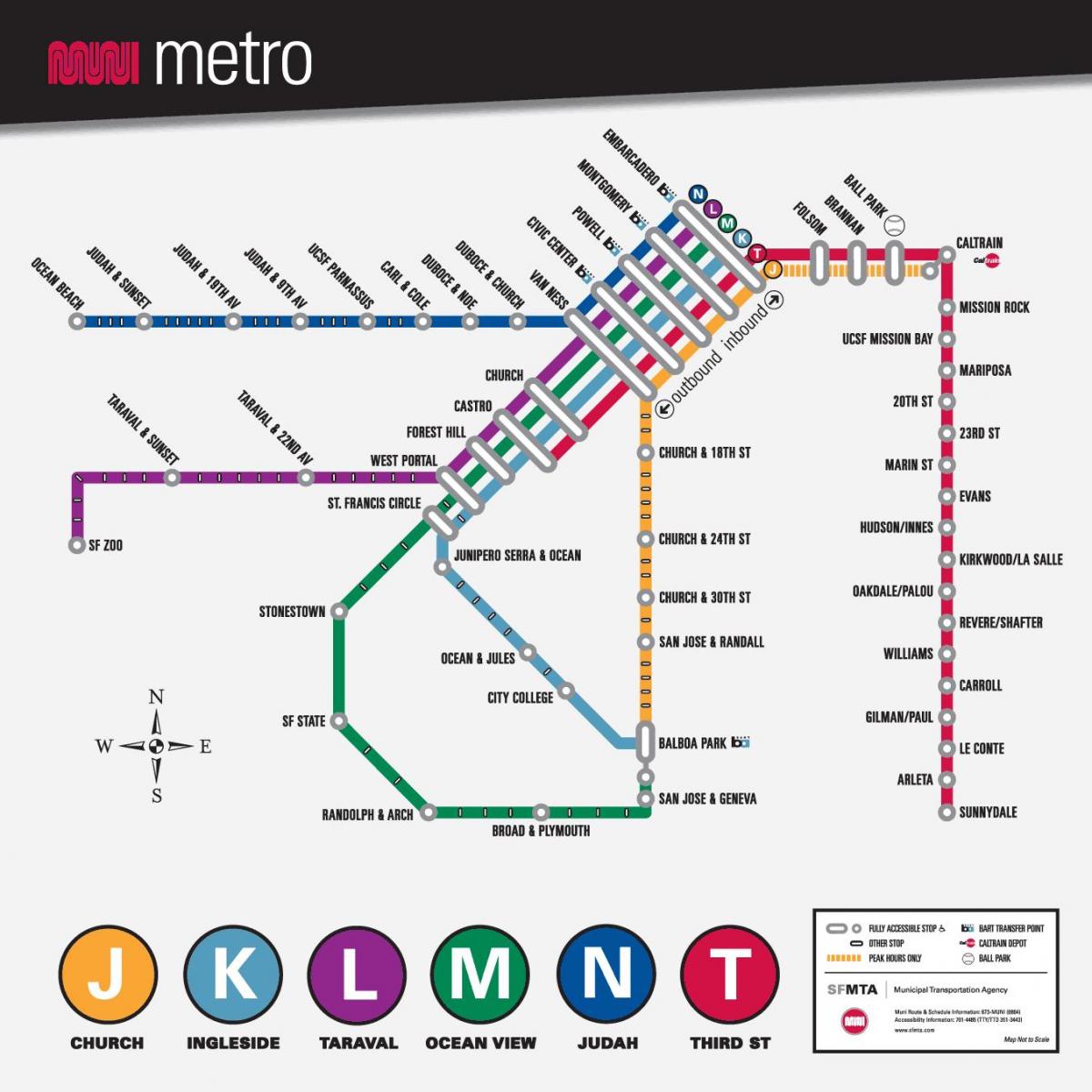 SF muni metró térkép