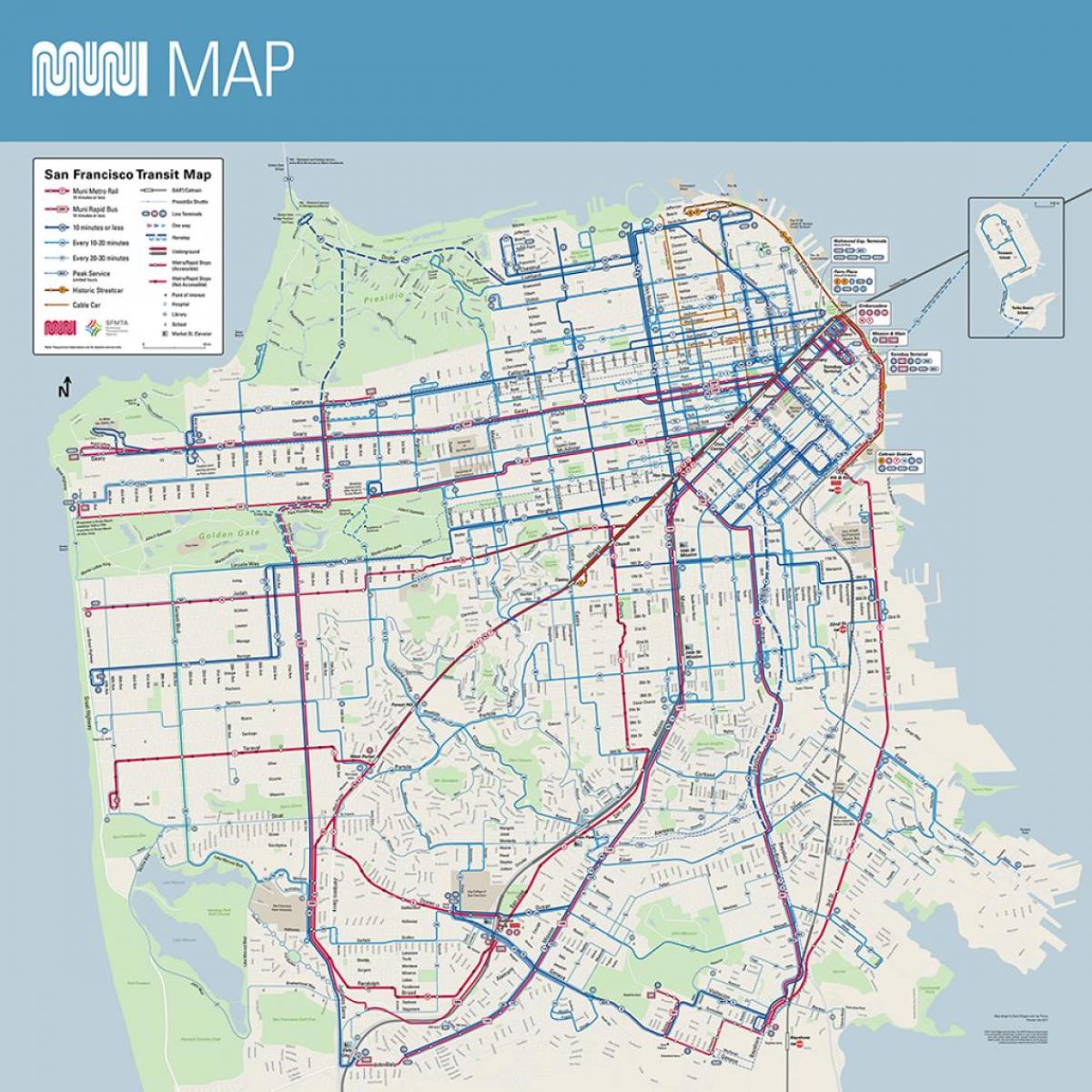 muni térkép San Francisco, ca