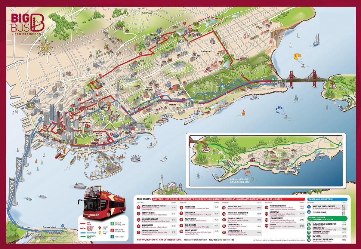San Francisco-busz-túra térkép