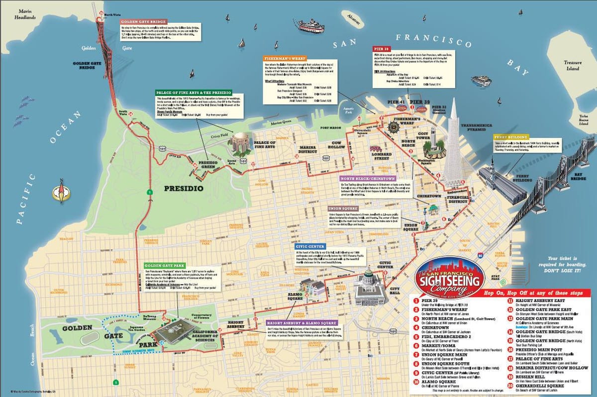 Térkép San Fran hop on hop off