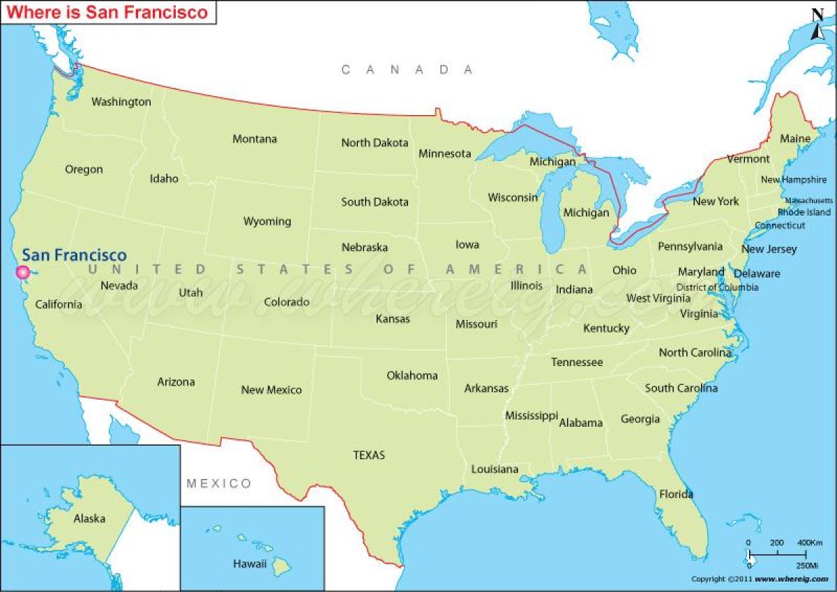 térkép San Francisco, kalifornia, usa