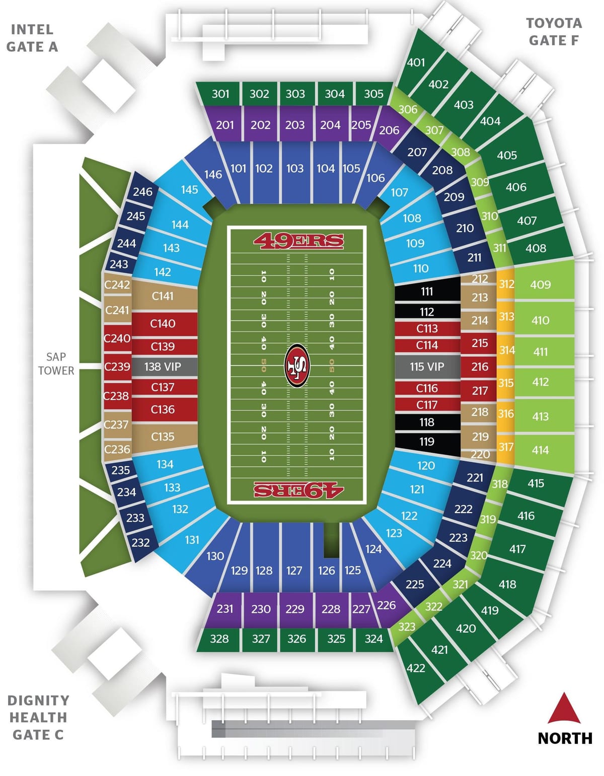Térkép San Francisco 49ers-stadion
