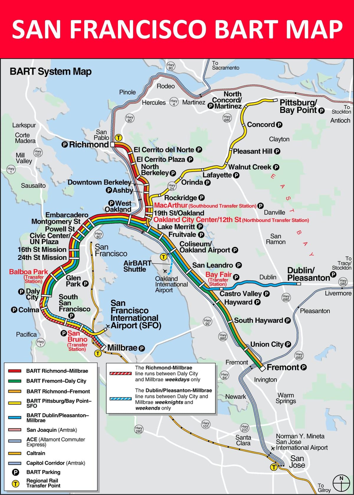 bart térkép SFO