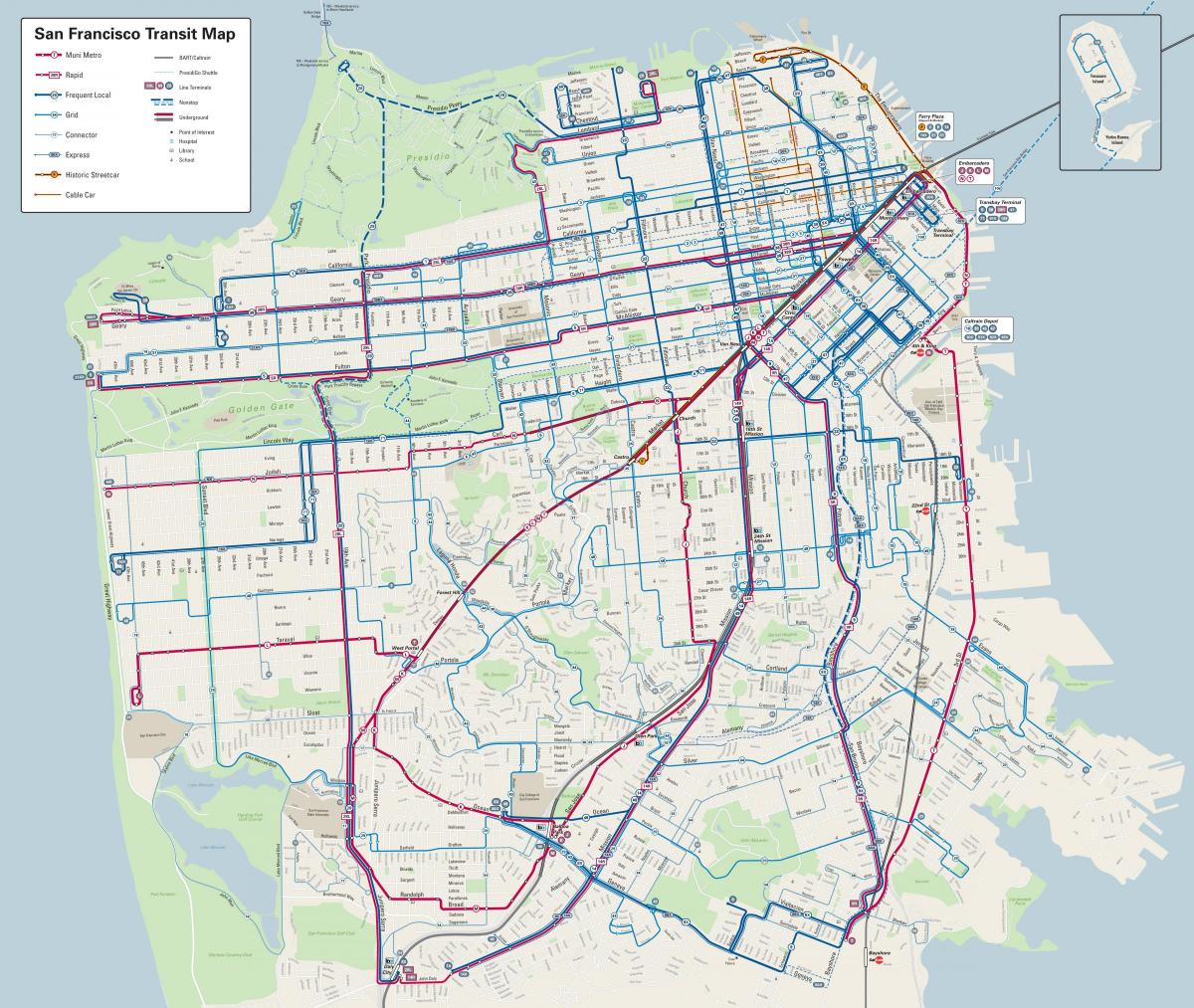 San Francisco buszjárat térkép