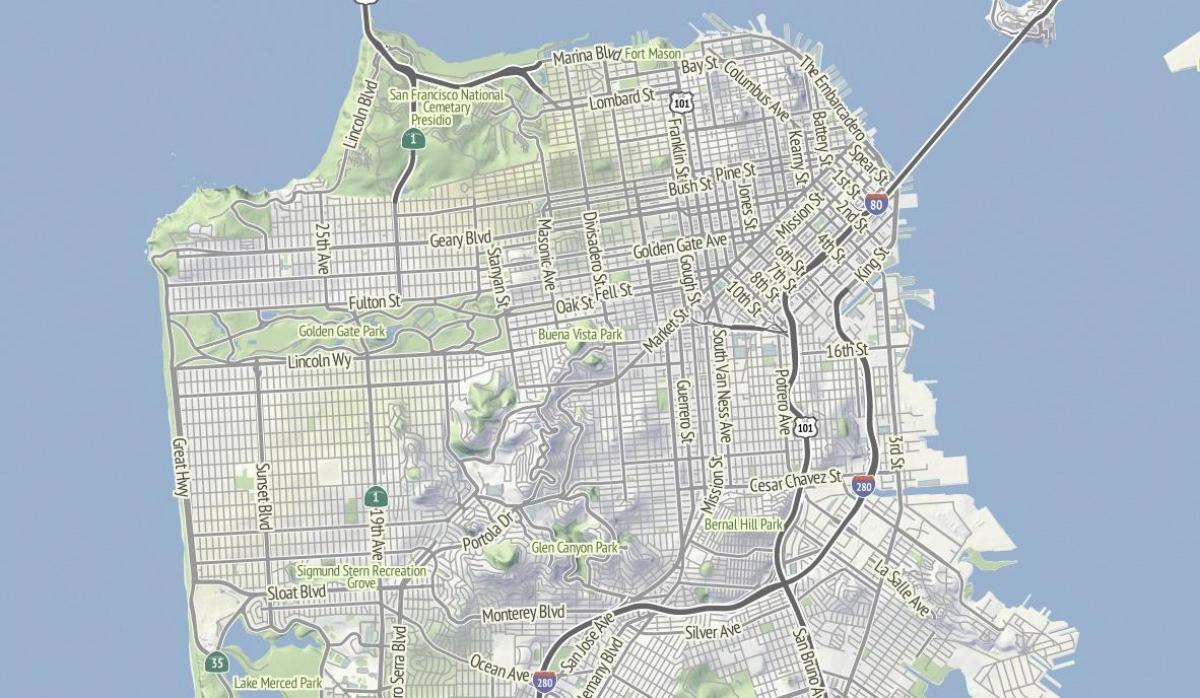 Térkép San Francisco terep