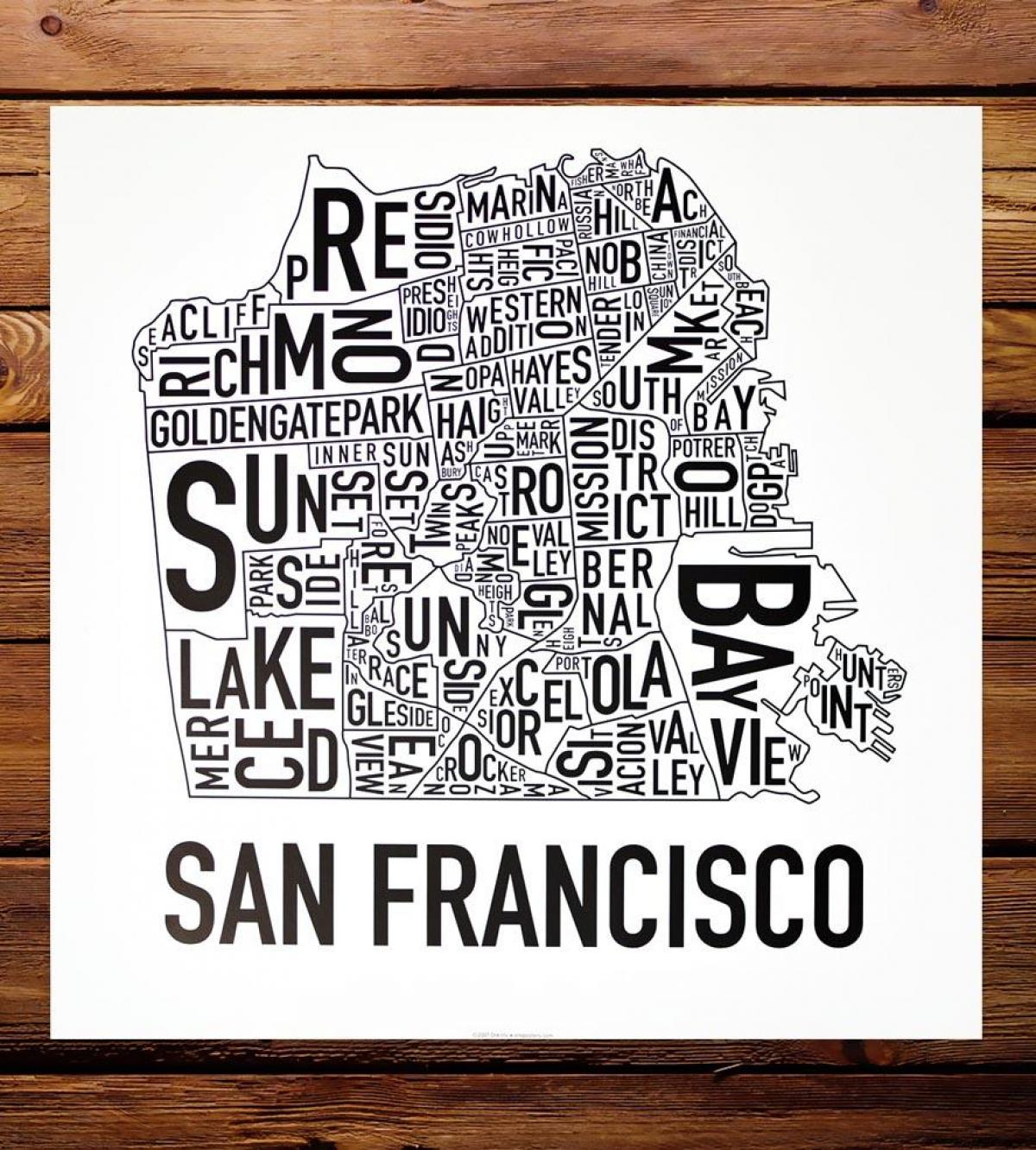 Térkép San Francisco környéken művészet