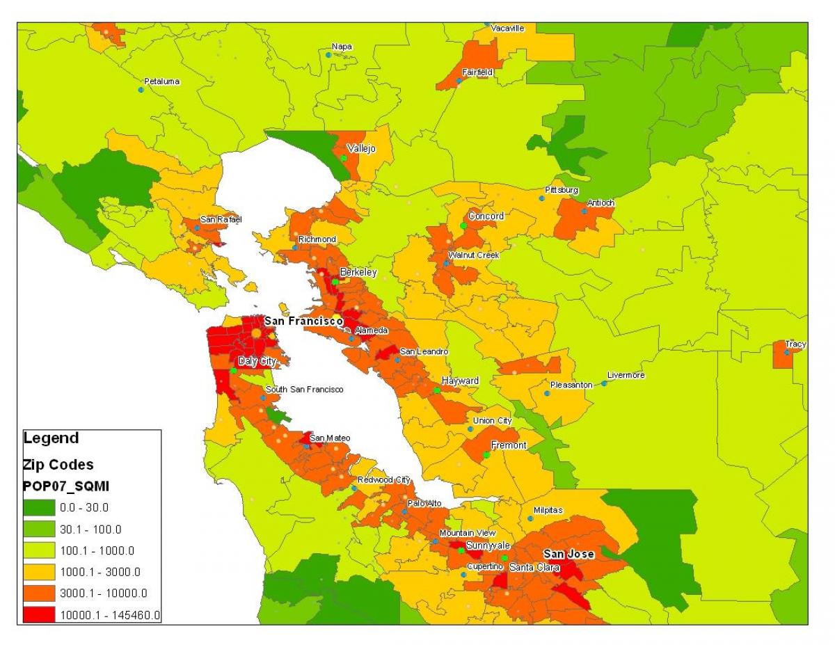 Térkép San Francisco népesség