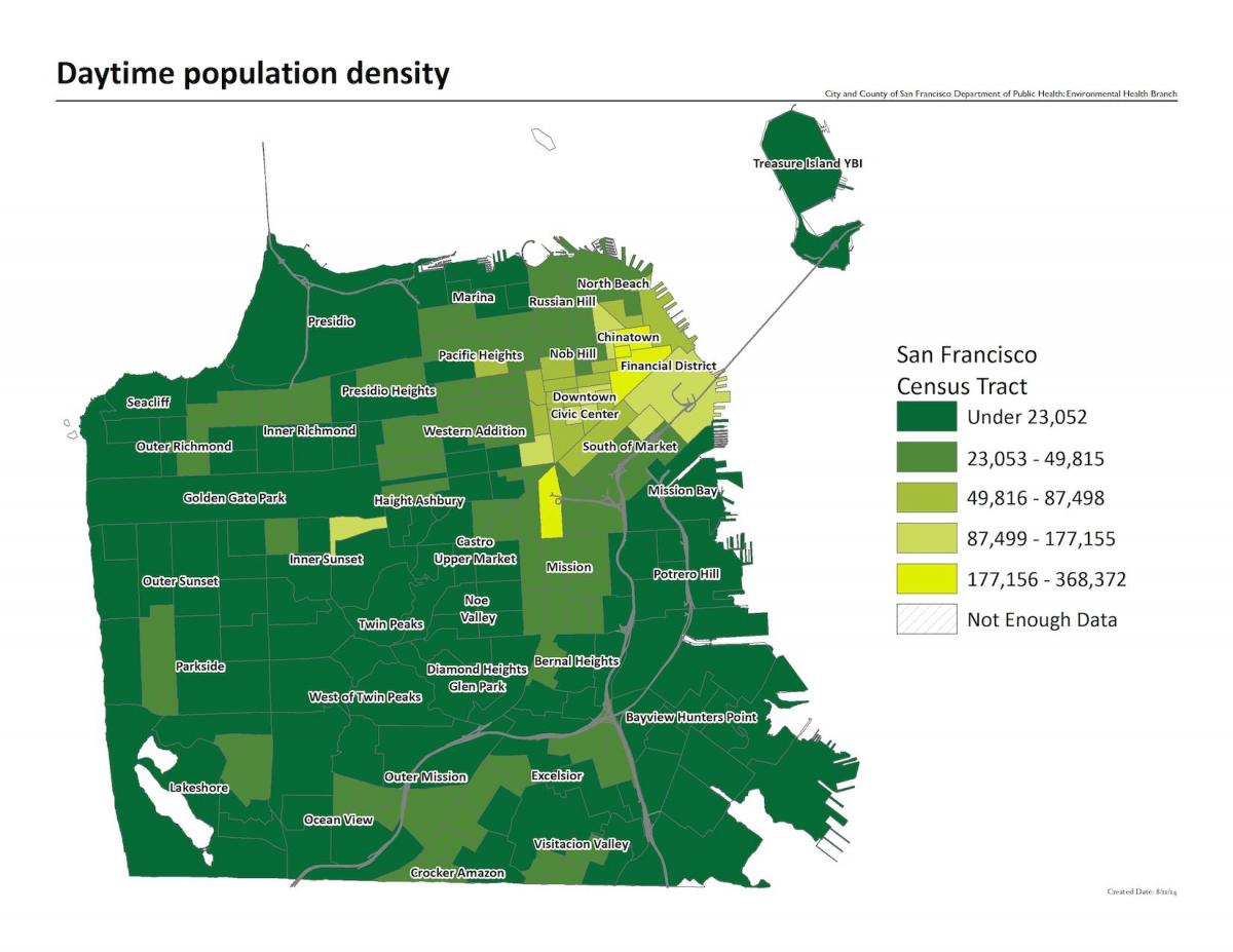 Térkép San Francisco népsűrűségű