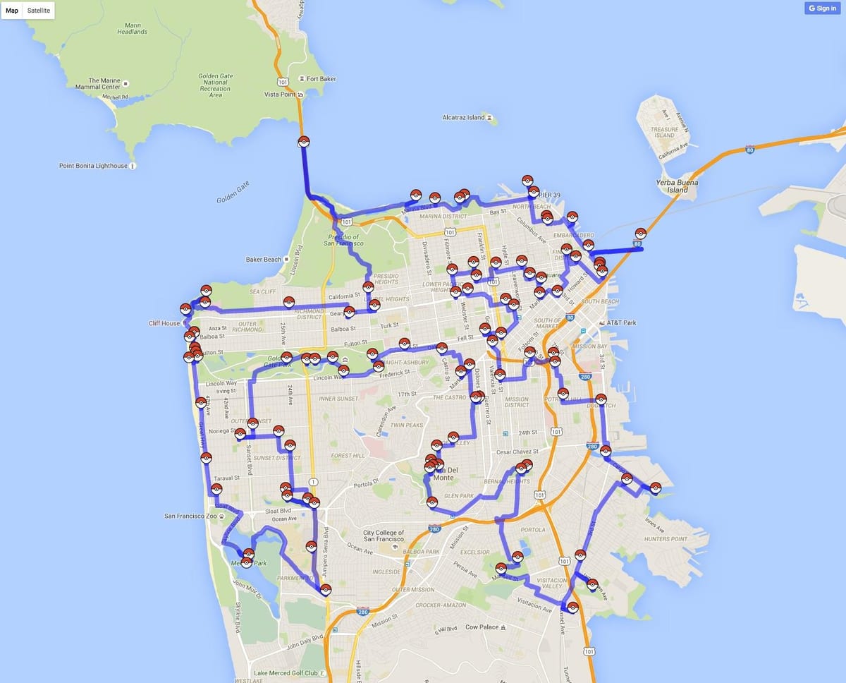 Térkép San Francisco pokemon