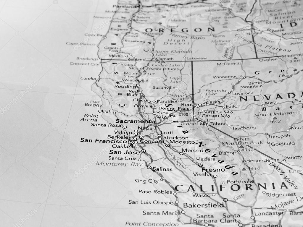 fekete-fehér térkép San Francisco