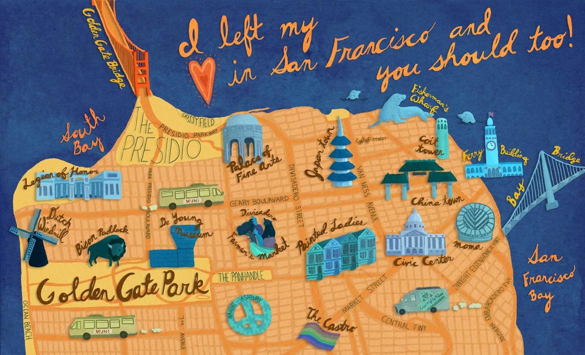 Térkép San Francisco illusztráció