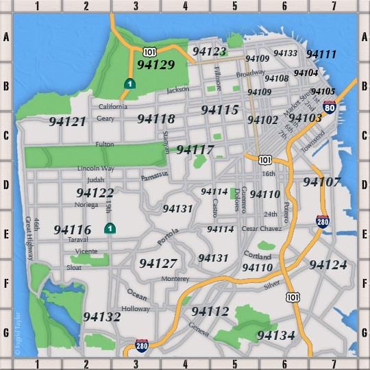 San Francisco térkép irányítószám