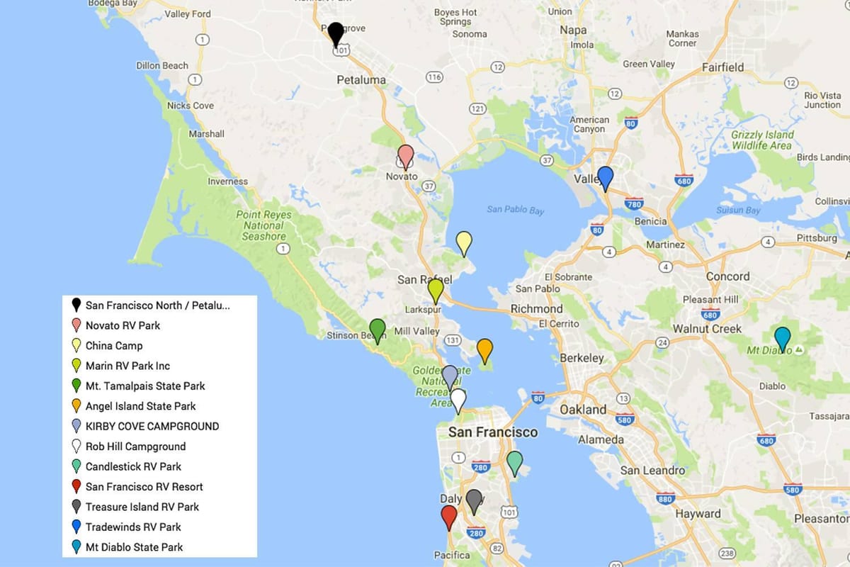 San Francisco kiemeli térkép