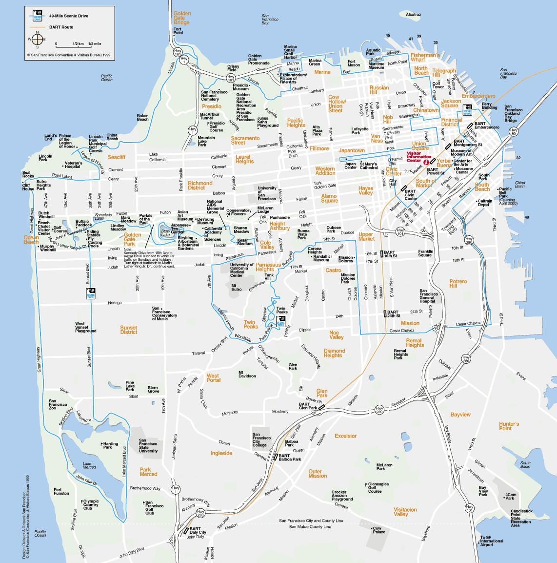 Térkép San Francisco tereptárgyak