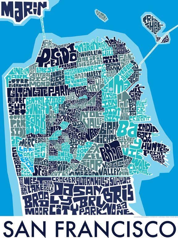 San Francisco térkép wall art