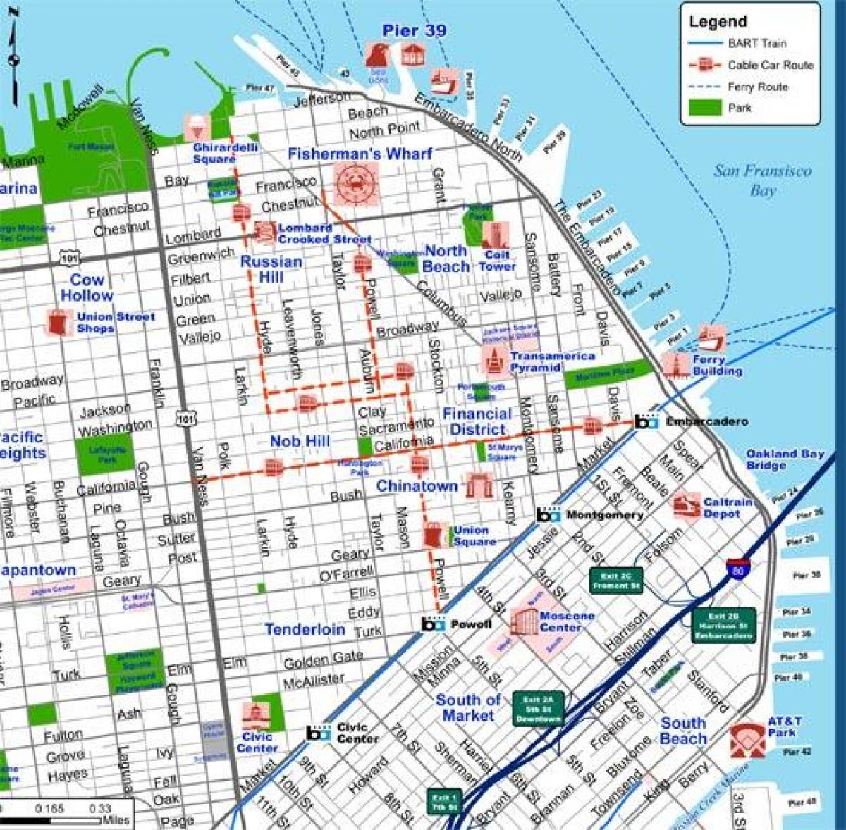 San Francisco város idegenforgalmi térkép