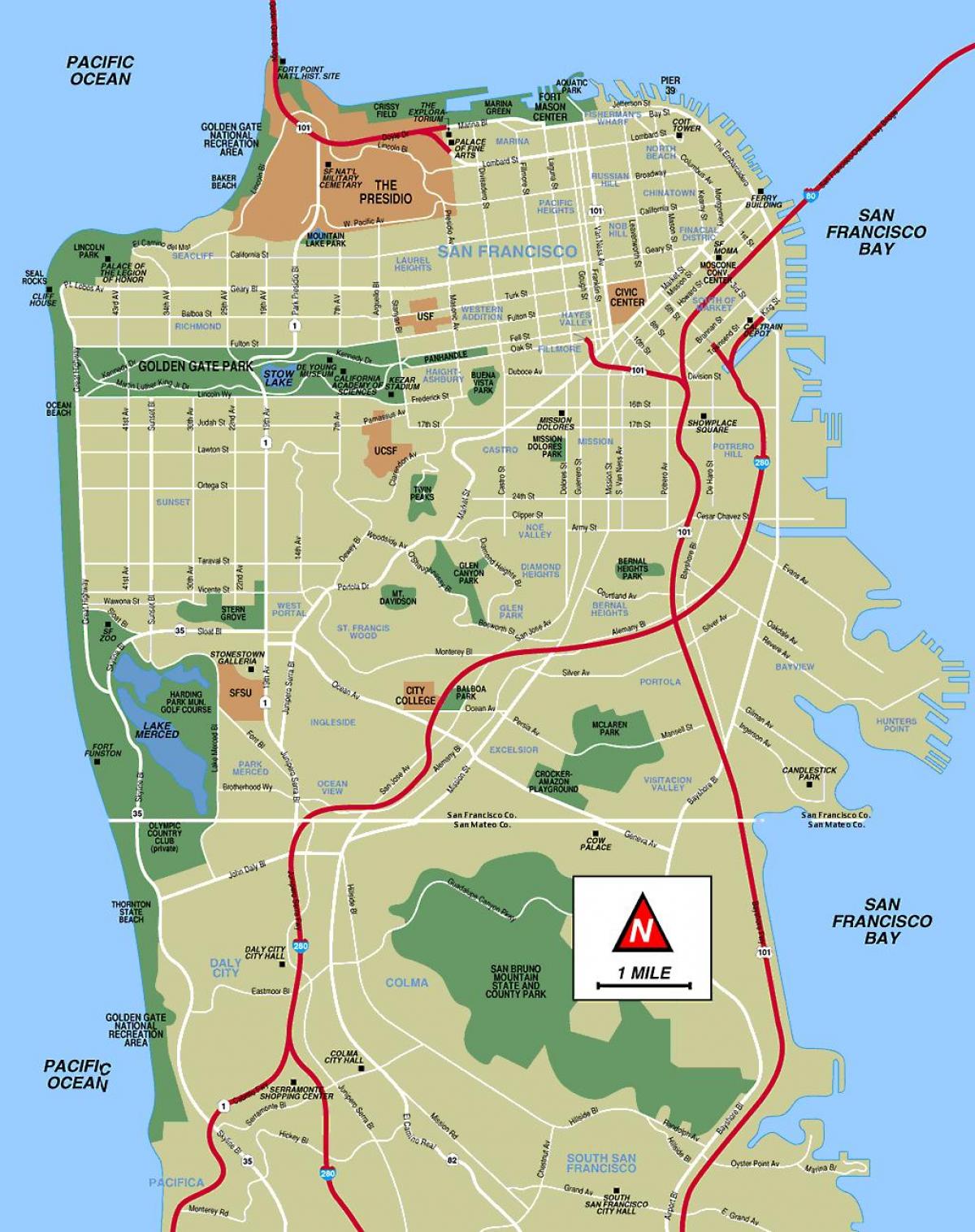 San Fran látnivalók térkép