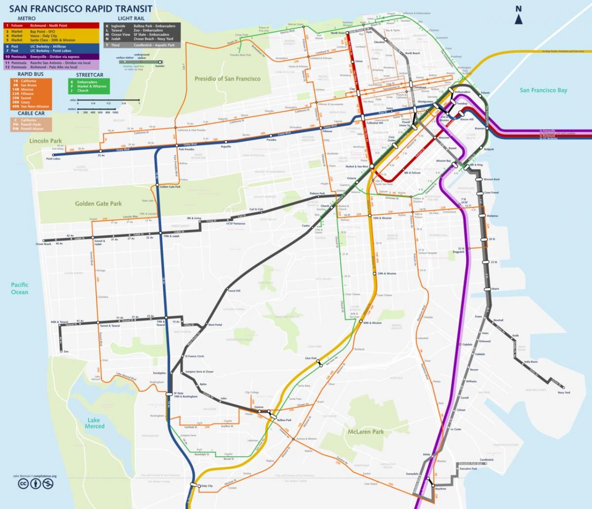 San Fran közlekedési térkép