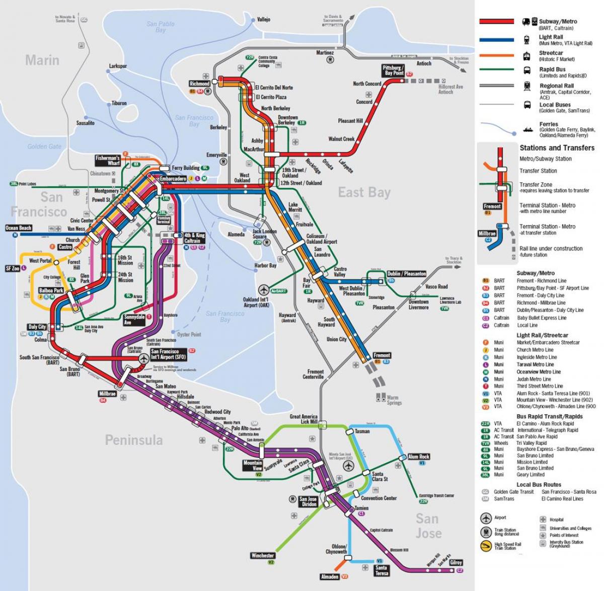 térkép tömegközlekedési San Francisco