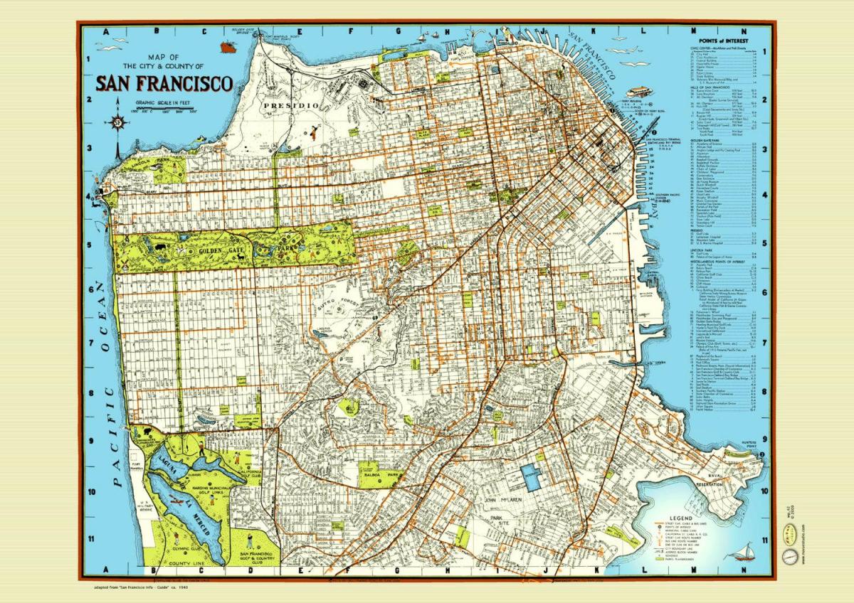 Térkép San Francisco utcai plakát
