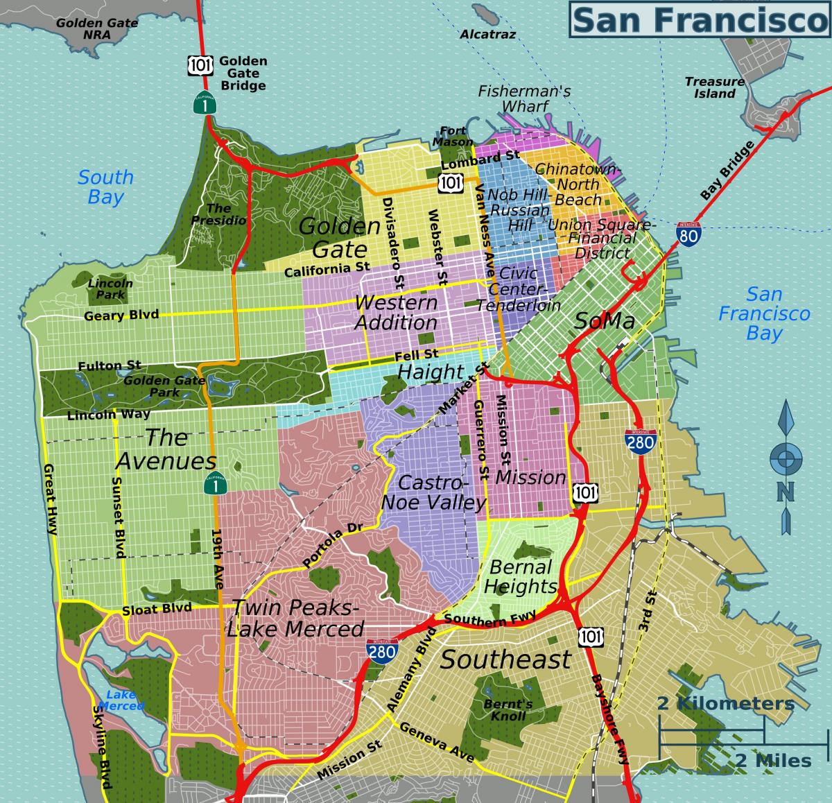 utca térkép San Francisco, kalifornia