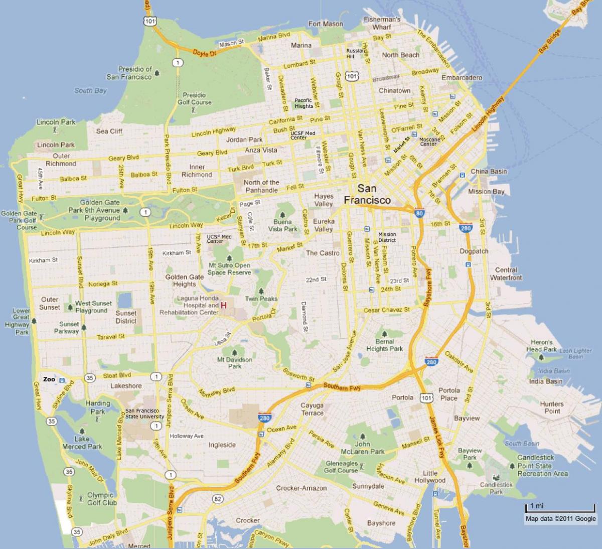 San Francisco térkép látnivalók