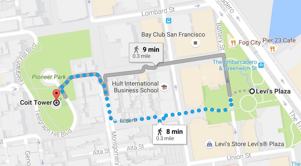 Térkép San Francisco önálló gyalogos túra