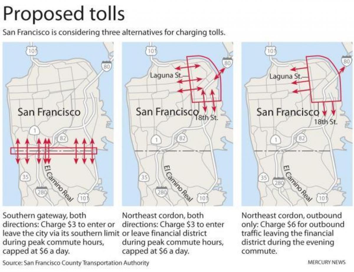 Térkép San Francisco úthasználati díj