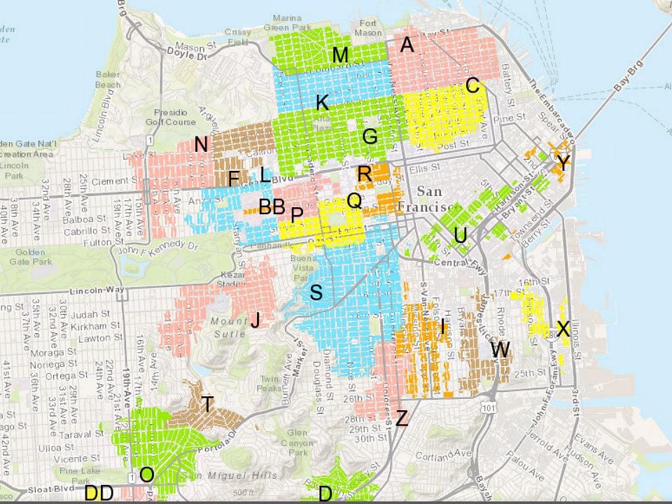 San Francisco parkoló zóna térképen