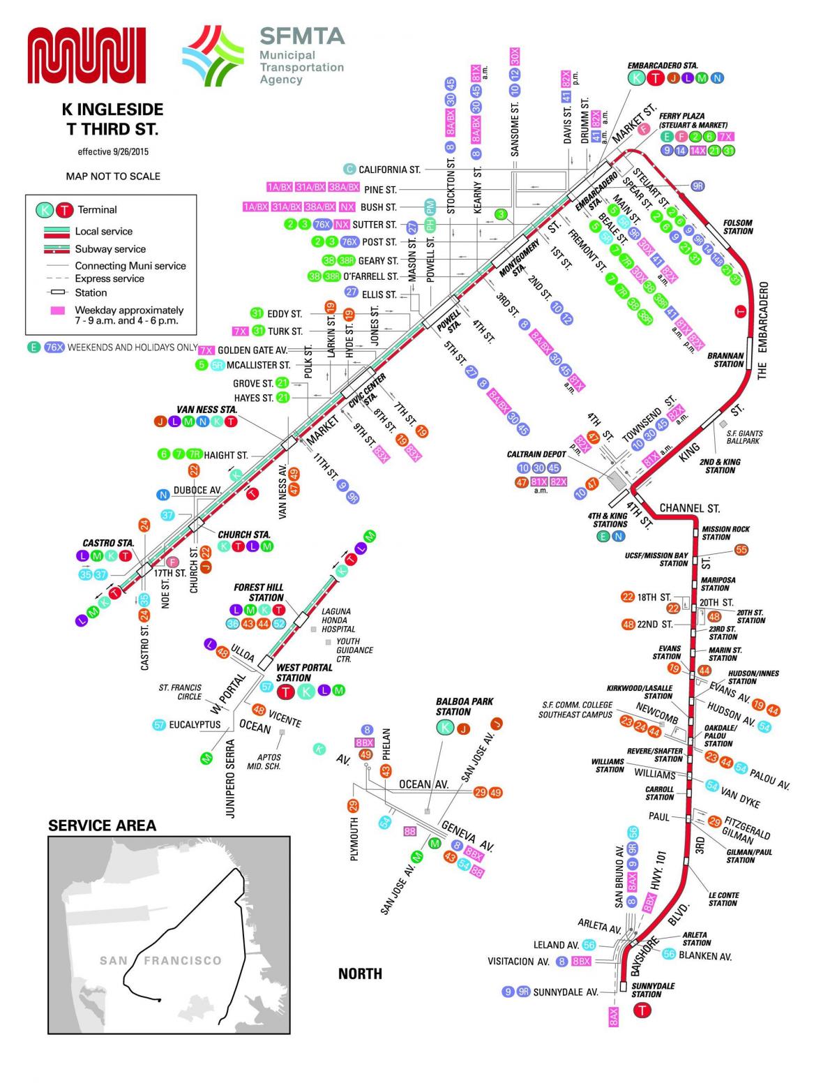 A San Francisco-i városi busz térkép